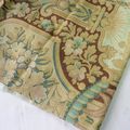 2074 Bande de tissu ancien Napoleon III Tons de beige et turquoise Fleuri