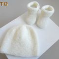 TUTO tricot bébé BONNET et CHAUSSONS bb laine