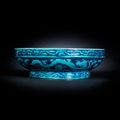 An extremely rare blue and turquoise 'dragon' box, Jiajing six-character mark and of the period (1522-1566)