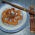 Crevettes sautées au gingembre, au miel et à la sauce soja