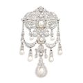 Natural Pearl and Diamond Brooch, Early 20th Century