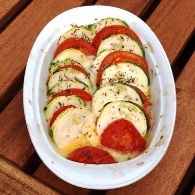 Tian de courgettes et tomates à la mozzarella