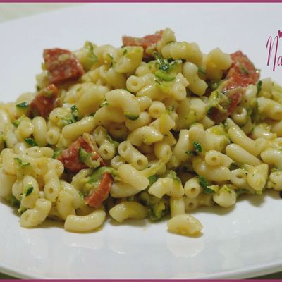 risotto de coquillettes au chorizo et courgette 