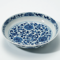 A blue and white 'Lotus' dish, Kangxi six-character mark in underglaze blue within a double circle and of the period (1662-1722)