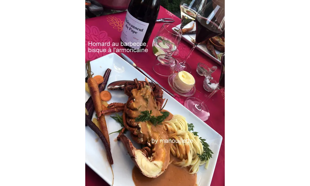 Homard au barbecue, bisque à l'armoriaine