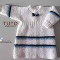 FICHE TRICOT BEBE, explications tricot TUTO, ROBE modèle layette à tricoter tricot bb