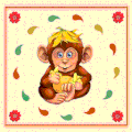 Gif animé  le singe et les bananes