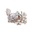 A cultured freshwater pearl, diamond and colored diamond brooch, Ruser