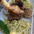 SOURIS D'AGNEAU CONFITES ET TAGLIATELLES MAISON A LA MENTHE