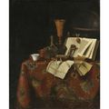 Pseudo-Roestraeten (ACTIVE CIRCA 1675 - 1725), A Vanitas Still Life of a Goblet, a Wine Vessel, a Yixing Stoneware Teapot, Books