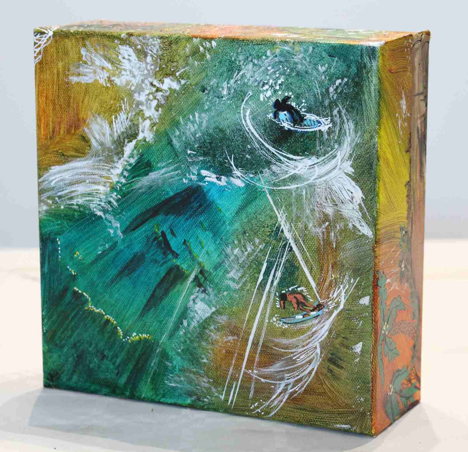 Surf, sun, fun- acryl 2019-en 3D- 20X20X7cm - (n°159) 2; ND