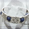  Bracelet Ethnique Brandys Perles Lapis Lazuli Argent du Tibet