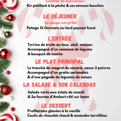 Le Club de l'Amitié organise son repas de Noël  dimanche 1er décembre 2024 à 12h à la salle des fêtes de de Saint-Léon-sur-L'Isle