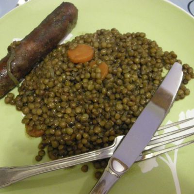 Lentilles vertes et Saucisses