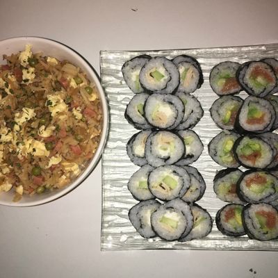 Riz cantonais et makis