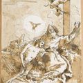 Giandomenico Tiepolo (Venise, 1727 - 1804), La Trinité & Garçon en train de traire une vache