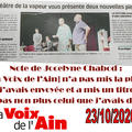Article paru dans La Voix de l'Ain du 23 octobre 2020