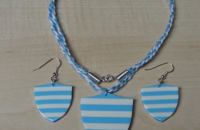 Pendentif et Boucles d'Oreilles Ciel et Blanc