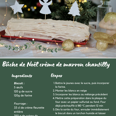 Bûche de Noël facile à la créme de marron et à la chantilly