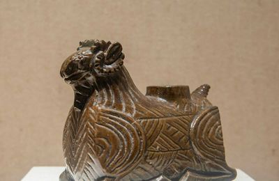 Yue kiln brown-glazed goat-shaped vessel, Eastern Han dynasty (25-220)