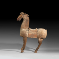 An important polychrome wood figure of a horse, Han dynasty (206 BC-220 AD)