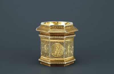 A silver-gilt salt cellar, Northern Netherlands; 1580-1600,