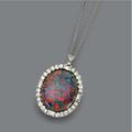 Opal and diamond pendant-brooch