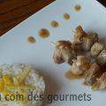 Risotto au citron et brochettes veau/poulet sauce soja