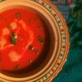 Velouté de tomates et poivron rotis au curry