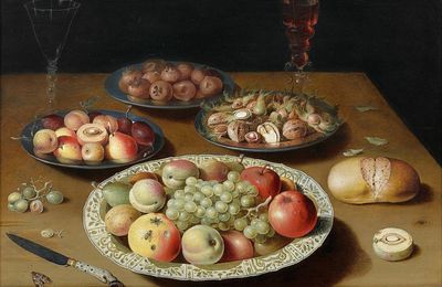 Osias Beert the Elder, Still life on a plain wooden table