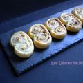 Palmiers feuilletés au fromage de chèvre, miel et noix