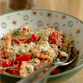 Encore du frais et toujours du vite prêt : BOL DE TOMATE OLIVETTE, FETA, CREVETTES & GRAINES GERMEES D'ALFALFA