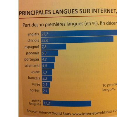Atlas de la mondialisation 2010, Principales langues sur Internet, p. 75