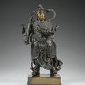 Statuette d'un gardien en bronze partiellement doré, Dynastie Ming, XVIIe siècle