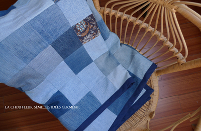 Quilt brodé Indigo en Jean