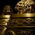 Two rare and important Imperial gilt-bronze ritual 'ruibin' bells, bianzhong, Qianlong mark and of the period
