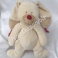 Doudou Peluche Lapin Bastien Ecru Beige Bordeaux Nicotoy