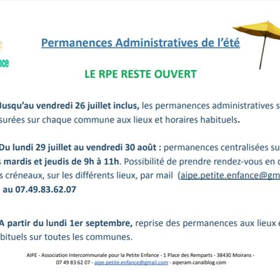 Permanences administratives de l'été 