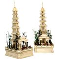 A pair of carved Ivory pagodas. China. 1810
