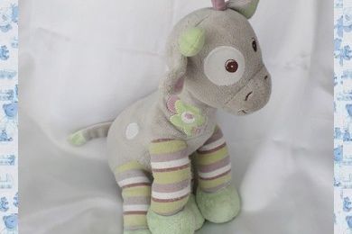 Doudou Peluche Girafe Vert Et Gris Fleur Arthur Et Lola Bébisol