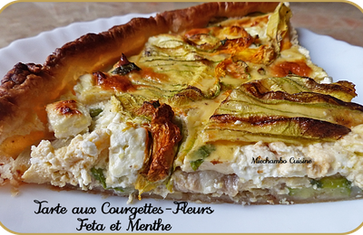 Tarte aux courgettes-fleurs, feta et menthe