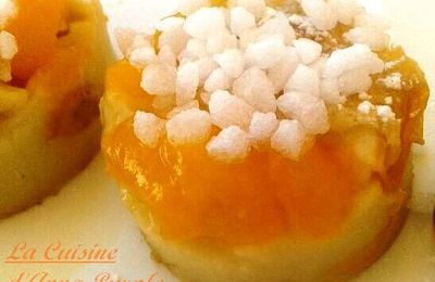 Flan-clafoutis aux mirabelles sur lit de sucre chouquettes