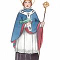 Aquarelle de saint Corentin, évêque de Quimper, l'un des sept saints fondateurs de Bretagne.