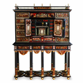 Cabinet et son piétement en marqueterie de fleurs. Attribué à Pierre Gole, France, vers 1665-1670