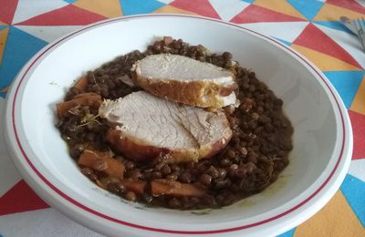 Filet mignon de porc aux lentilles à la moutarde et au fenouil