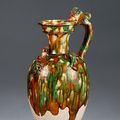 A sancai-glazed phoenix-head ewer, Tang dynasty (618-907)