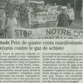 Manifestation dans l'Aude contre le gaz de schiste (article de Midi Libre)