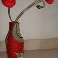 "Déco Vase" en tissu africain ou wax : modèle rojo