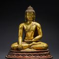 An important and rare gilt-copper alloy figure of Shakyamuni Buddha, Khasa Malla, 13th-14th century