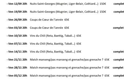 Programme Soirées Dégustation et Sommaire des Comptes rendus